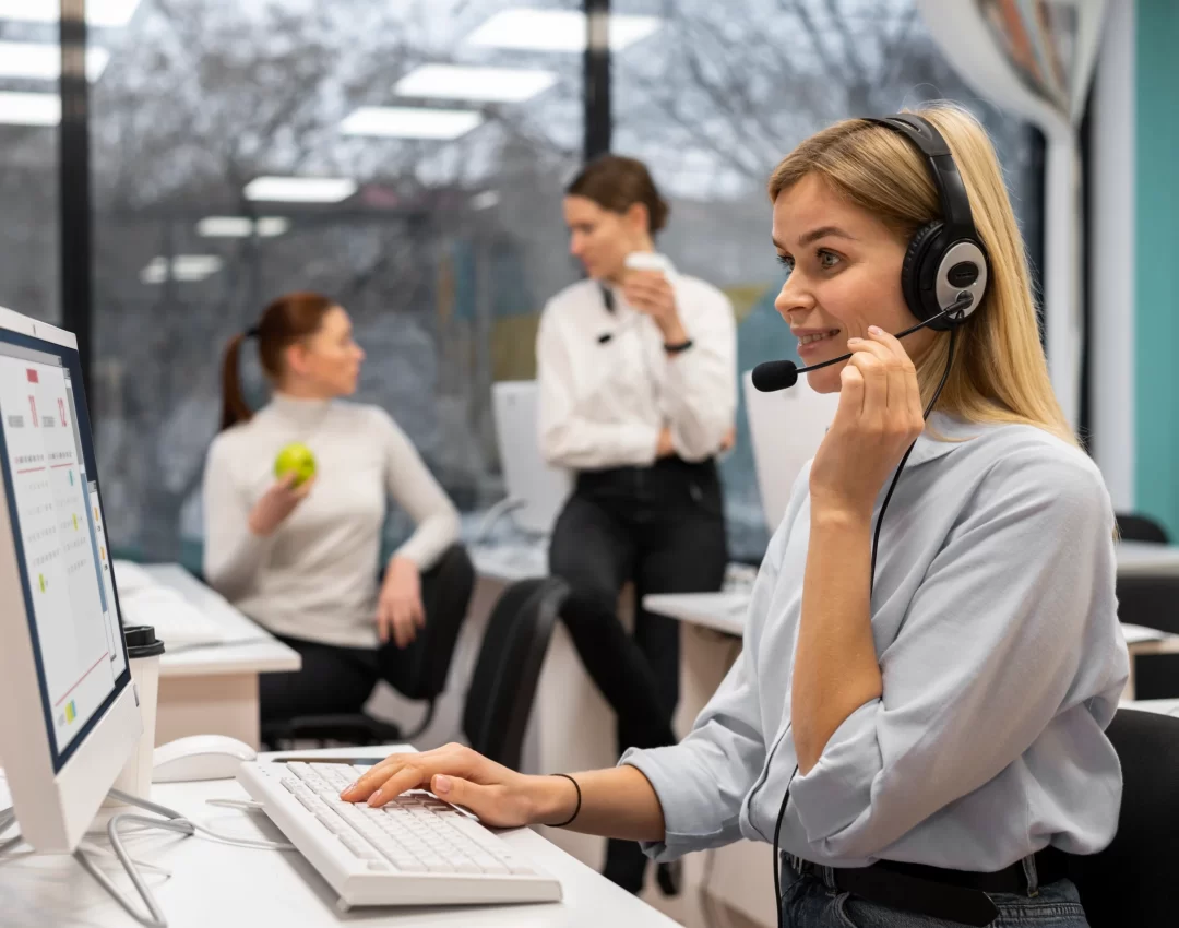 woman-working-call-center-talking-with-clients-using-headphones-microphone woman-working-call-center-talking-with-clients-using-headphones-microphone